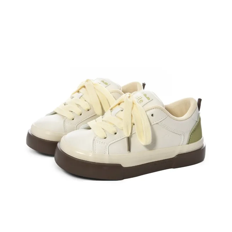 The New Age Family Low Top Skateboard Shoes Women's White Yellow-3