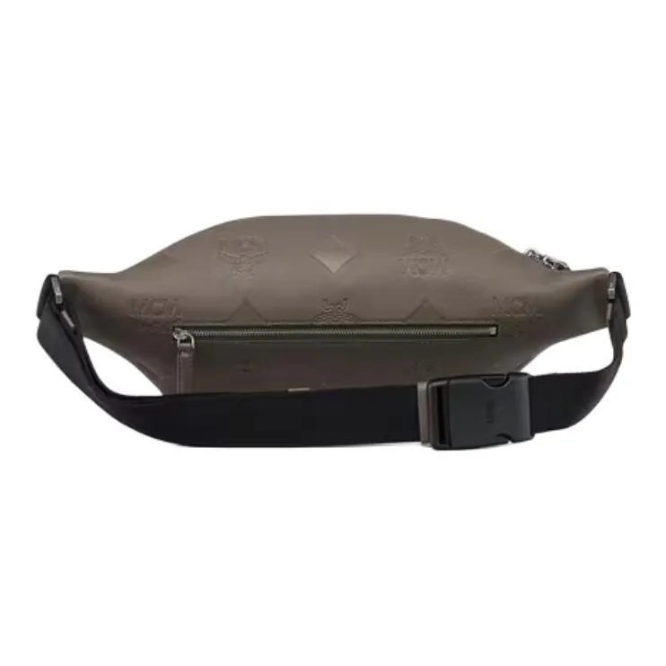 MCM Nappa Leather Fanny Pack Medium Size Men's Gray-1