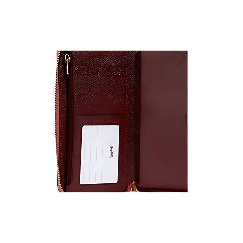 COACH Jes Leather Handheld Cell Phone Wallet Women's Orange Pink-3