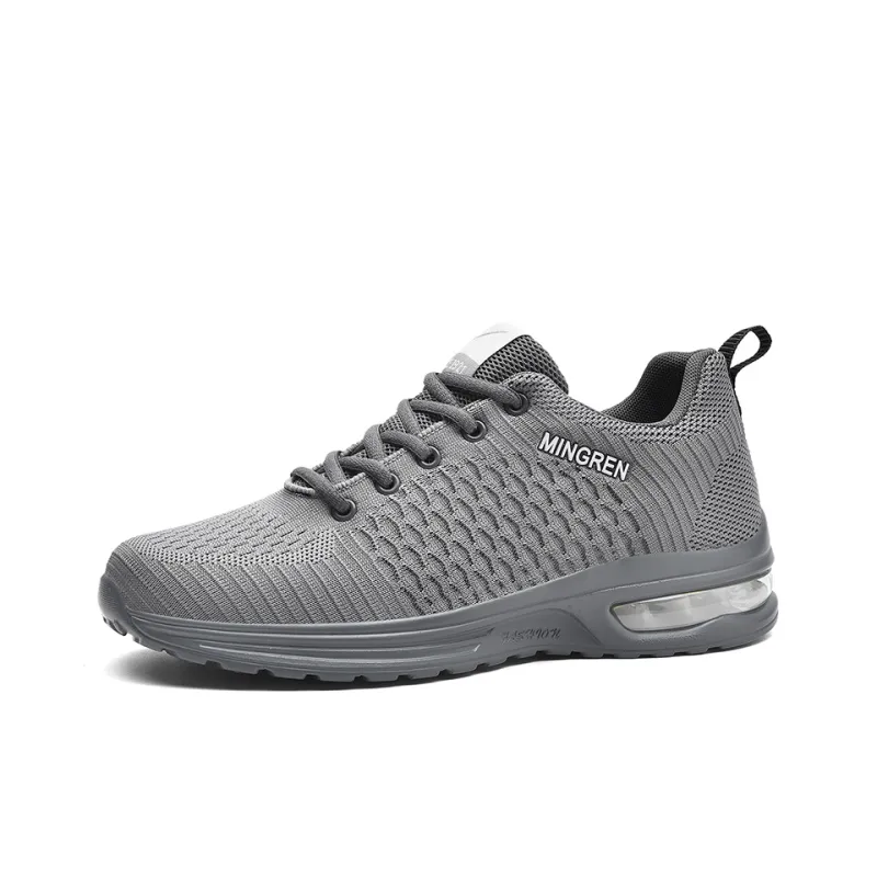 Binary Cushioning Rebound Lightweight Breathable Slip Resistant Low Top Casual Shoes Men's Gray-1