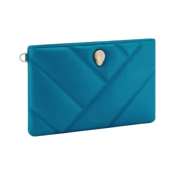 BVLGARI Serpenti Cabochon Cow Leather Clutch Women's Blue