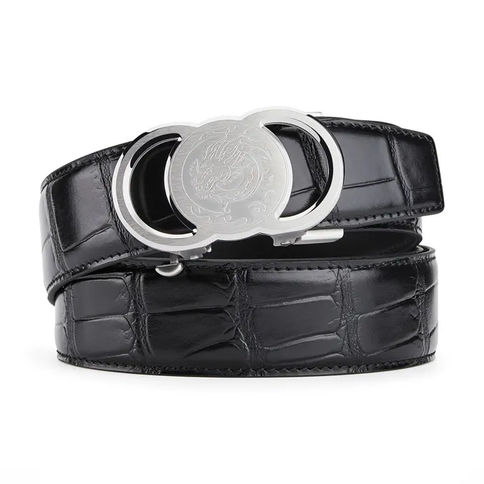 Jeccieziio Cow Microfiber Transferred Leather Automatic Buckle Belt Men's Width 3.5CM-1