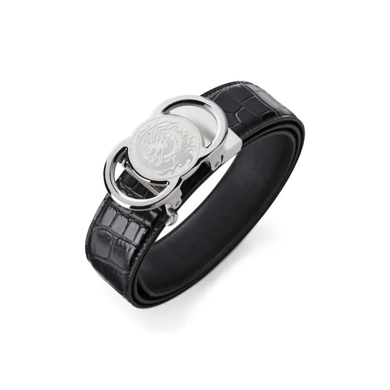 Jeccieziio Cow Microfiber Transferred Leather Automatic Buckle Belt Men's Width 3.5CM-0