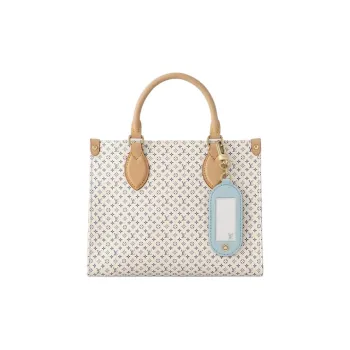 LOUIS VUITTON Leather Tote Bag, Shopping Bag, Handbag Trumpets Women's Sky Blue