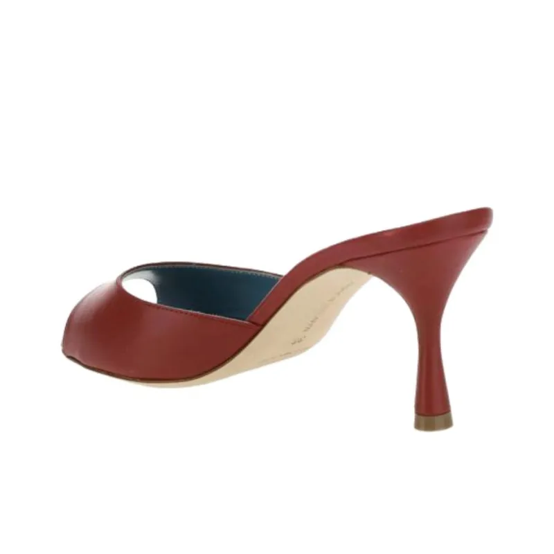 MANOLO BLAHNIK Slide Slippers 7cm Women's Burgundy-3