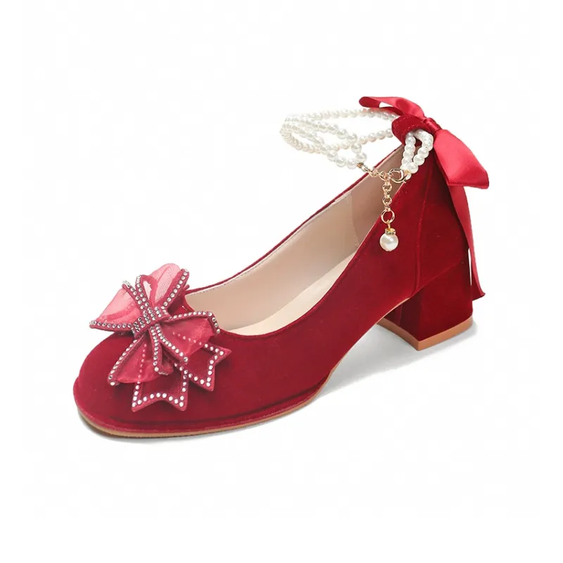 Medd Chunky Heel High Heels Women's Burgundy-0