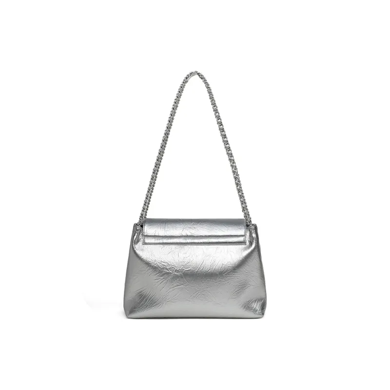 VINEY Cow Leather Shoulder Bag Regular Women's Silver-4