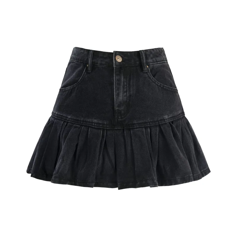 UNIFREE Denim Short Skirts Women's Black-0