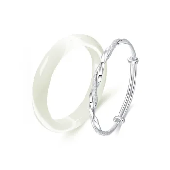 Kowloonko Glass Cat Eye Bangles Women's