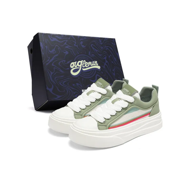 OUGLEMEN Height Increasing Abrasion Resistant Lightweight Slip Resistant Low Top Skateboard Shoes Men's Box-10