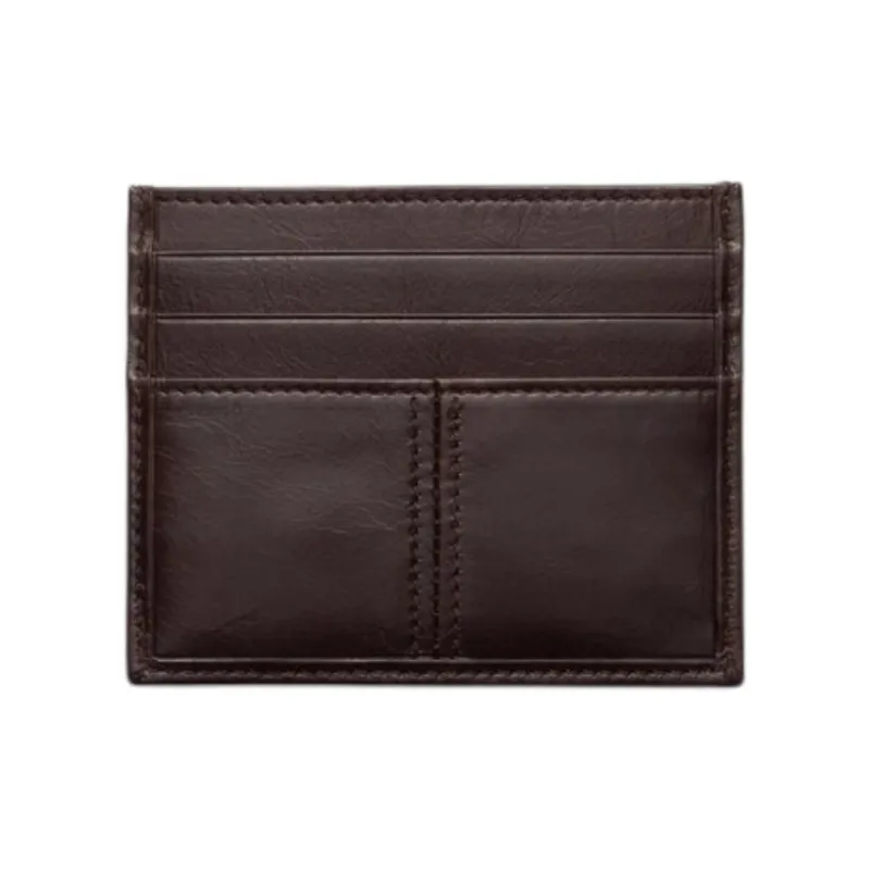 PRADA Calfskin Card Holder Men's Dark Brown-1