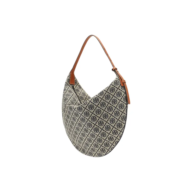 TORY BURCH T Monogram Fabric Crescent Bag Handbag Shoulder Bag Regular Women's Marine Blue-1