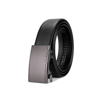 PIERRE CARDIN Top Grain Cow Leather Belts Men's Black 3.5cm