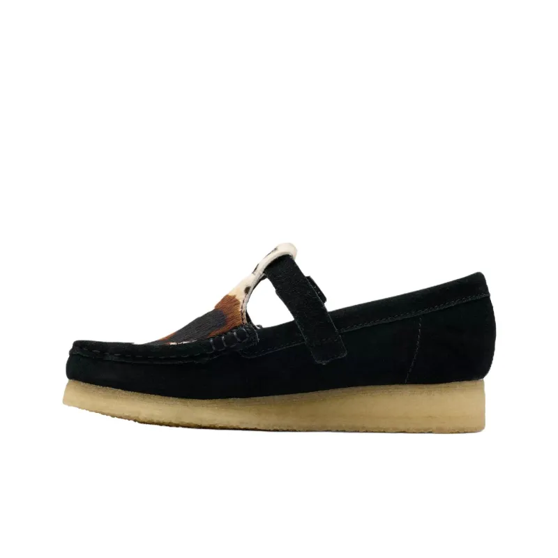 Clarks Wallabee T Bar Casual Single Shoes Women's Black-1