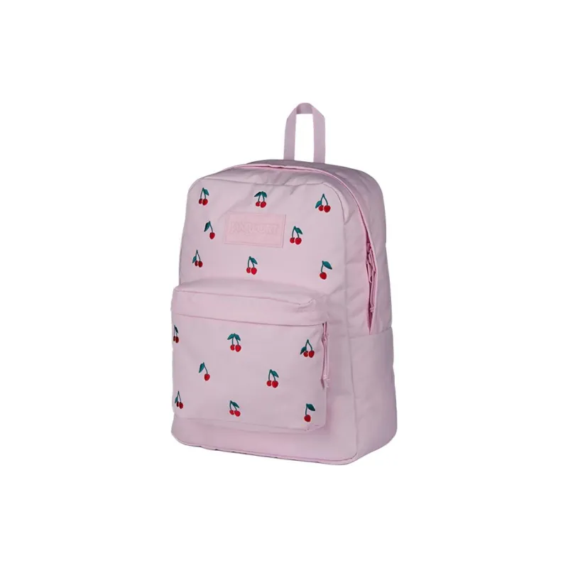 JanSport Polyester Backpack Unisex Pink Cherry Embroidery-1
