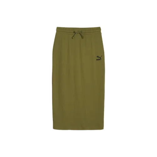 PUMA CLASSICSRIBBED Casual Long Skirt Women's Green