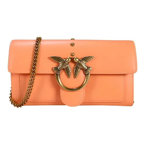 PINKO SIMPLY Cow Leather Crossbody Bag Shoulder Bag Women's Orange Red