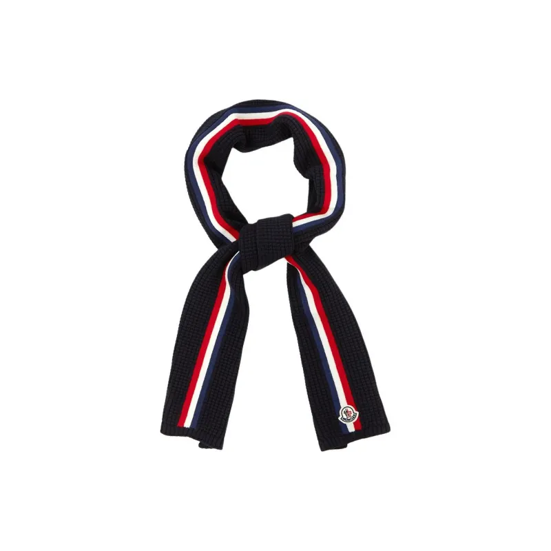 Moncler Wool Knit Scarves Unisex Marine Blue-0