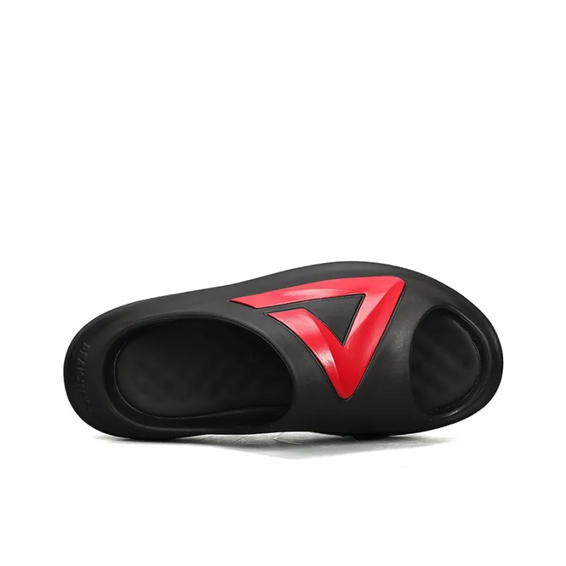 PEAK Very Small Fat Drag Slip Resistant Abrasion Resistant Cushioning Slide Slippers Men's Black Dark Red-2
