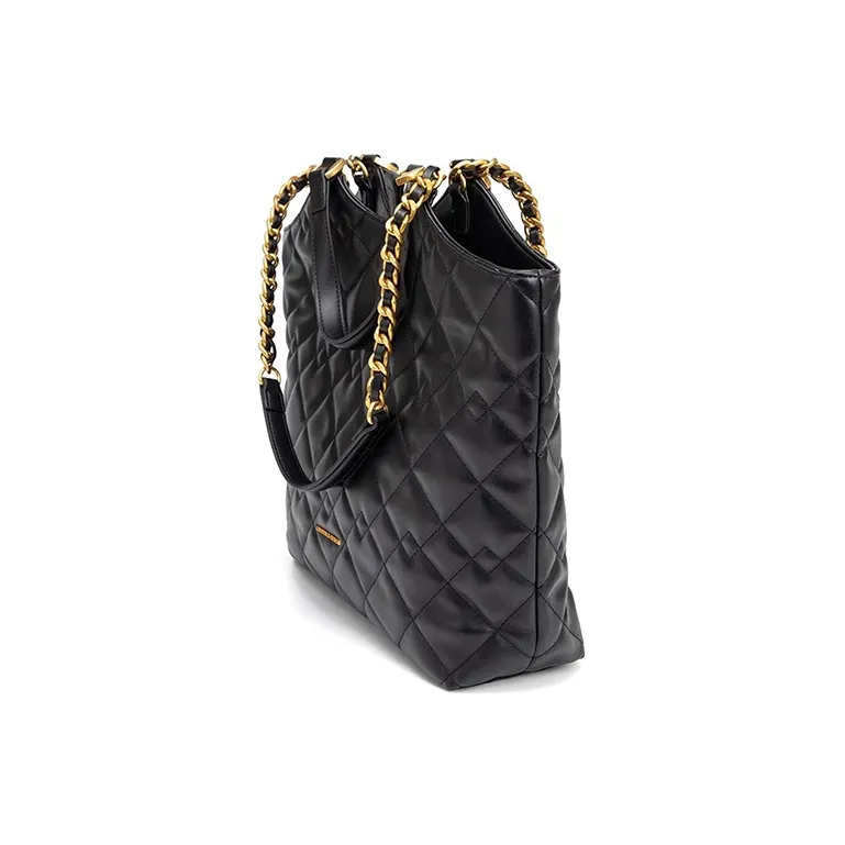 CLEVER& KETCH PU Tote One Shoulder Handbag Women's Black/Ecru-2