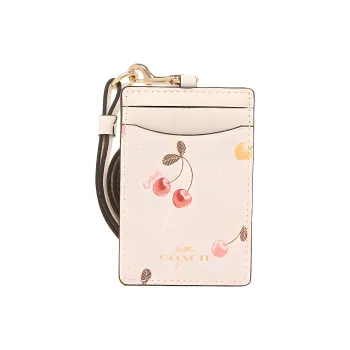 COACH Lanyard Leather Card Holder Women's White