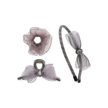 ROYALSASA Silk Chiffon Set Of 3 Hair Accessories Women's