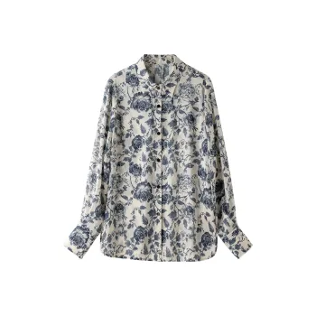 To the west Shirts Women's Blue And White Porcelain