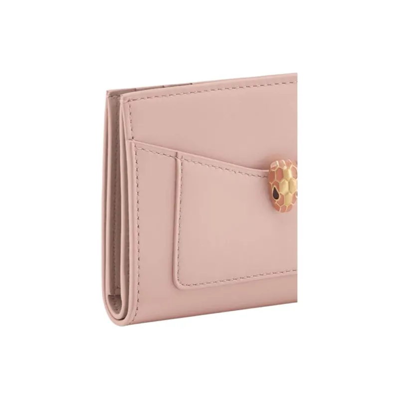 BVLGARI Serpenti Forever Calfskin Card Holder Women's Pink-3