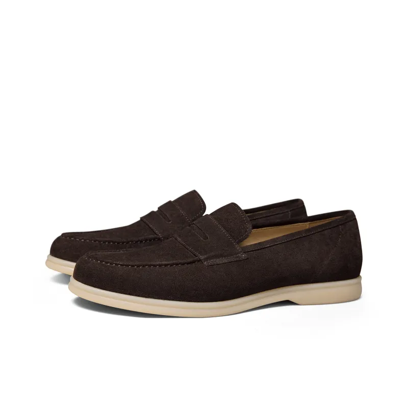 THOM WILLS British Style Business Casual Suede Slip on Loafers Men's-1