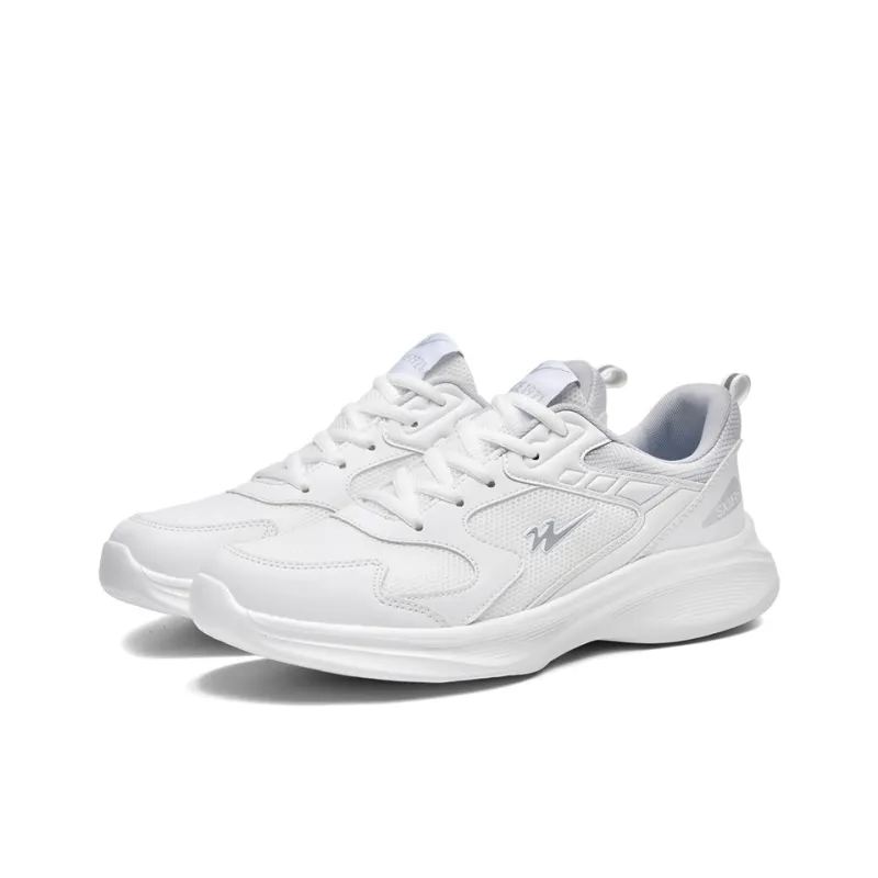 Binary Cushioning, Lightweight, Breathable, Slip Resistant Low Top Running Shoes Unisex White Gray-2