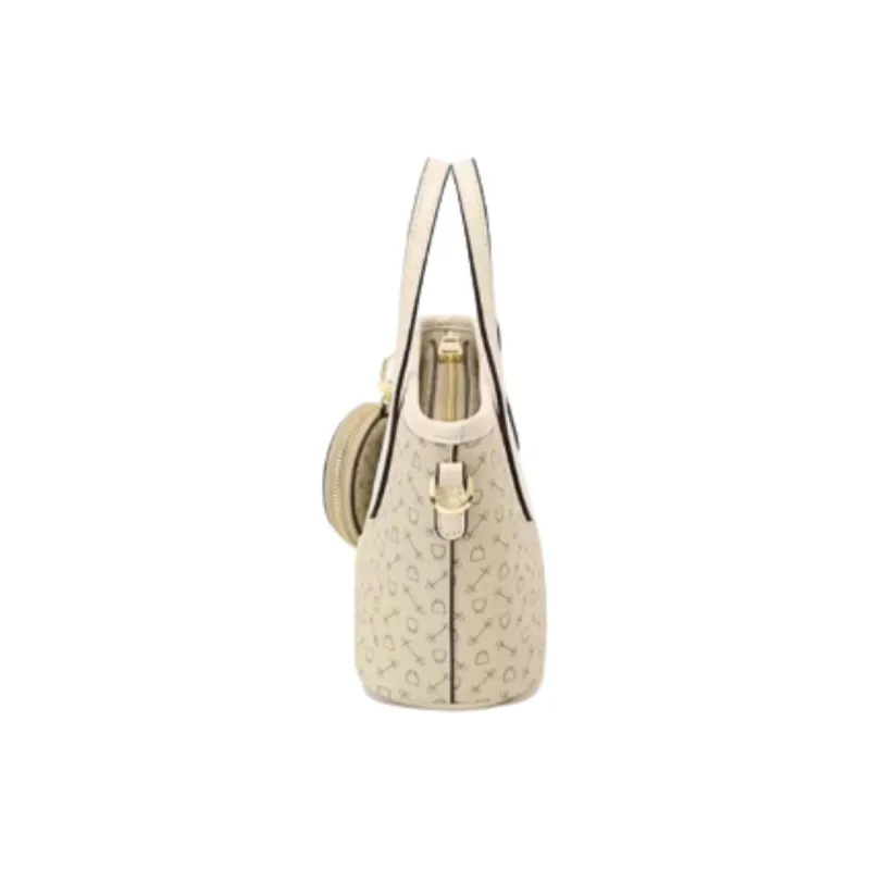 Why Artificial Leather Shoulder Bag, Crossbody Bag, Handbag Trumpets Women's Apricot With Beige/Coffee-3