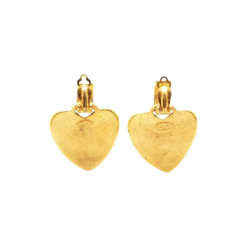 CHANEL 1995 Drop Heart Clip on Earrings-1