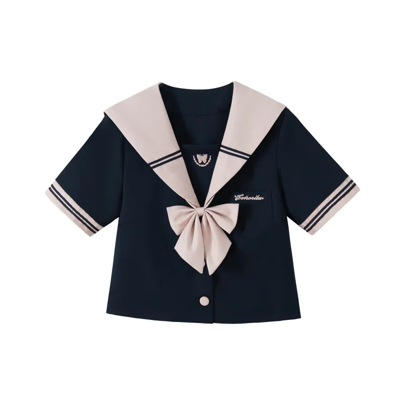 KAZAN Uniforms Women's Light Pink Sailor Suit With Collar-4