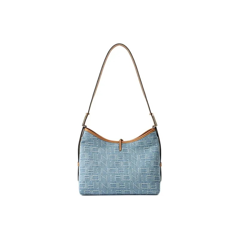 FION Fabric Shoulder Bag Women's Blue Shades-3