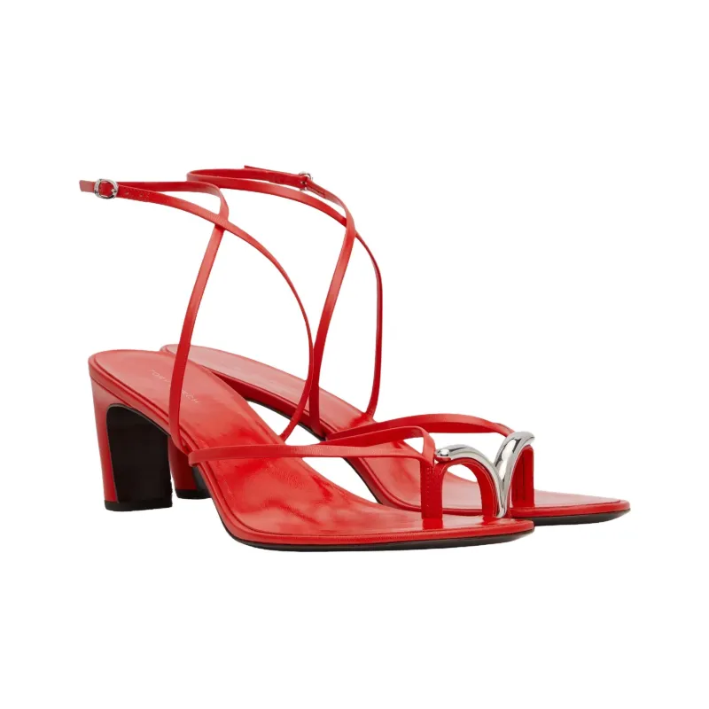 TORY BURCH Pierced One Strap Sandals 6.5cm Women's Red-3