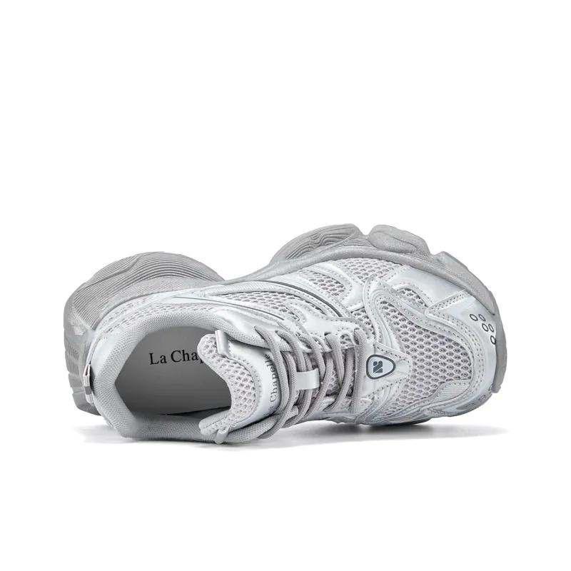 La Chapelle Abrasion Resistant Low Top Chunky Sneakers Women's Silver-3