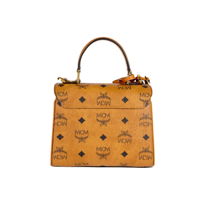 MCM Coated Canvas Kelly Bag, Shoulder Bag, Crossbody Bag, Handbag Mini Women's Brown Cognac-2