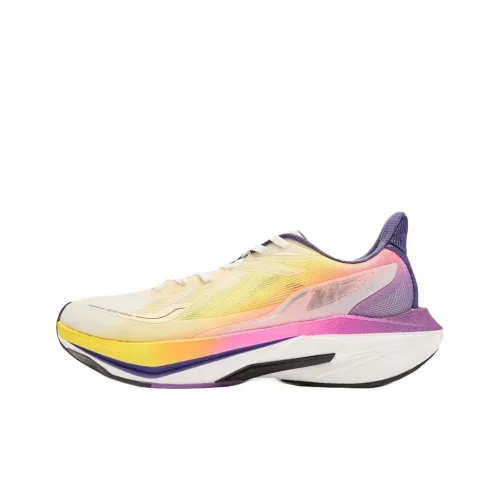 QIAODAN Feiying 5.0 Cushioning Slip Resistant Support Low Top Casual Running Shoes Men's Yellow Purple