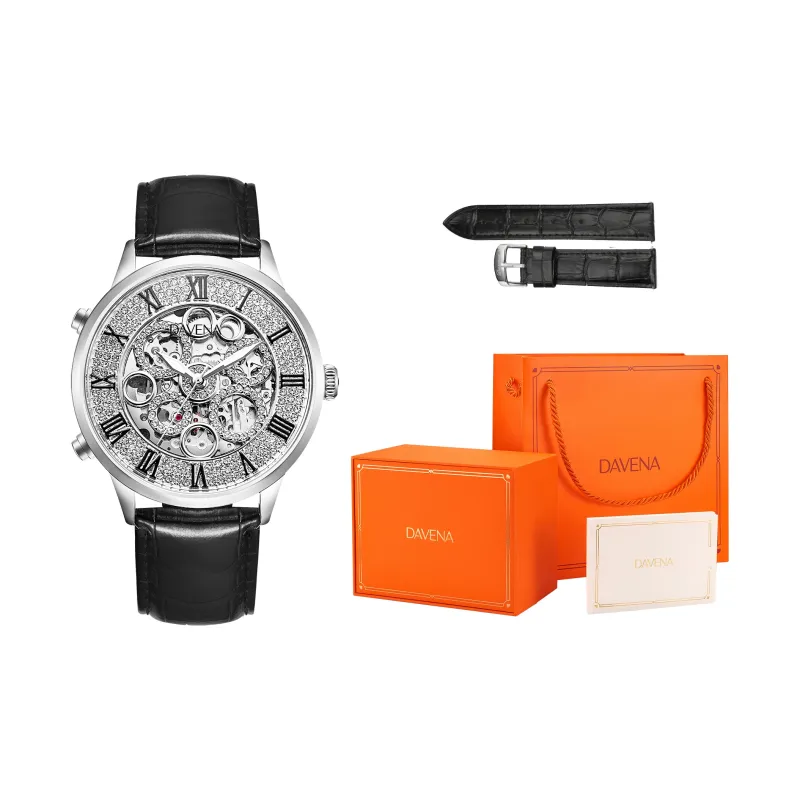 DAVENA Dotted Eye Collection Venus Radiant Automatic Mechanical Movement Watch Unisex Cut Out Dial-0