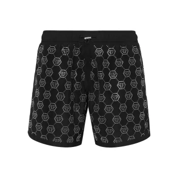 PHILIPP PLEIN Crystal monogram Swim Shorts