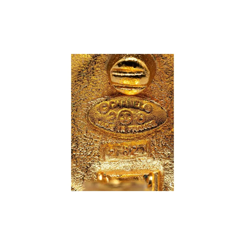 CHANEL Gold Plated Earrings Unisex Gold-2
