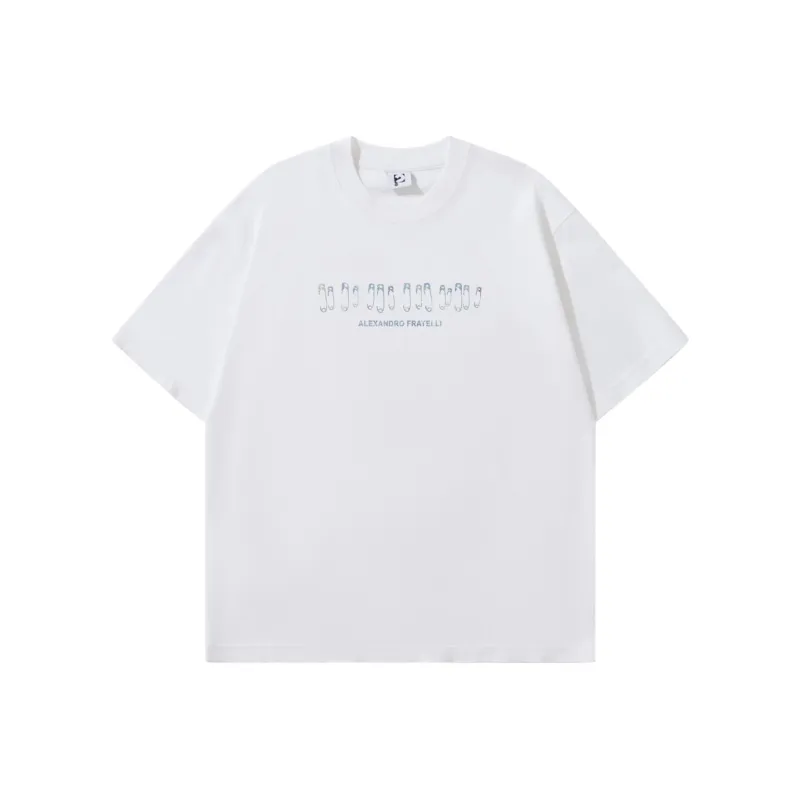 ALEXANDRO FRATELLI Crew Neck Minimalist Versatile Base Layer Versatile Basic T Shirt Unisex Black White Gray-4