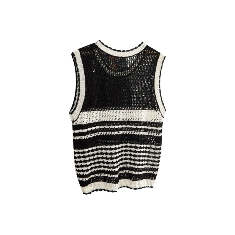TOUCH Tank Tops Women's Black White Stripes-1