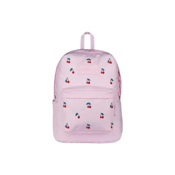 JanSport Polyester Backpack Unisex Pink Cherry Embroidery