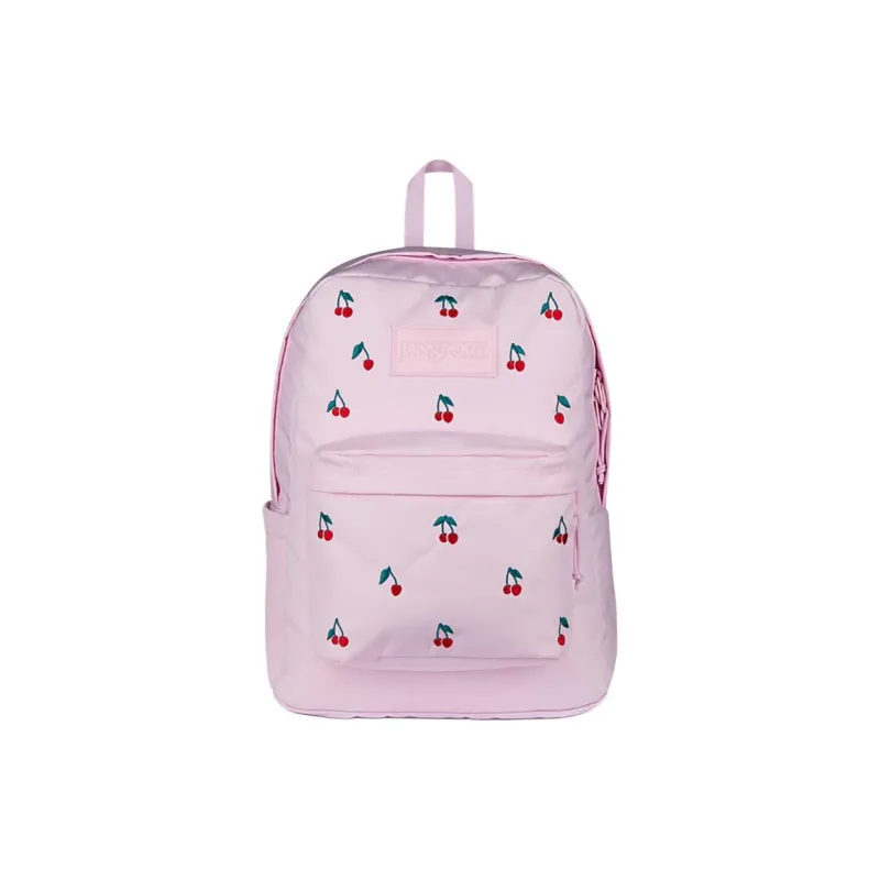 JanSport Polyester Backpack Unisex Pink Cherry Embroidery-0