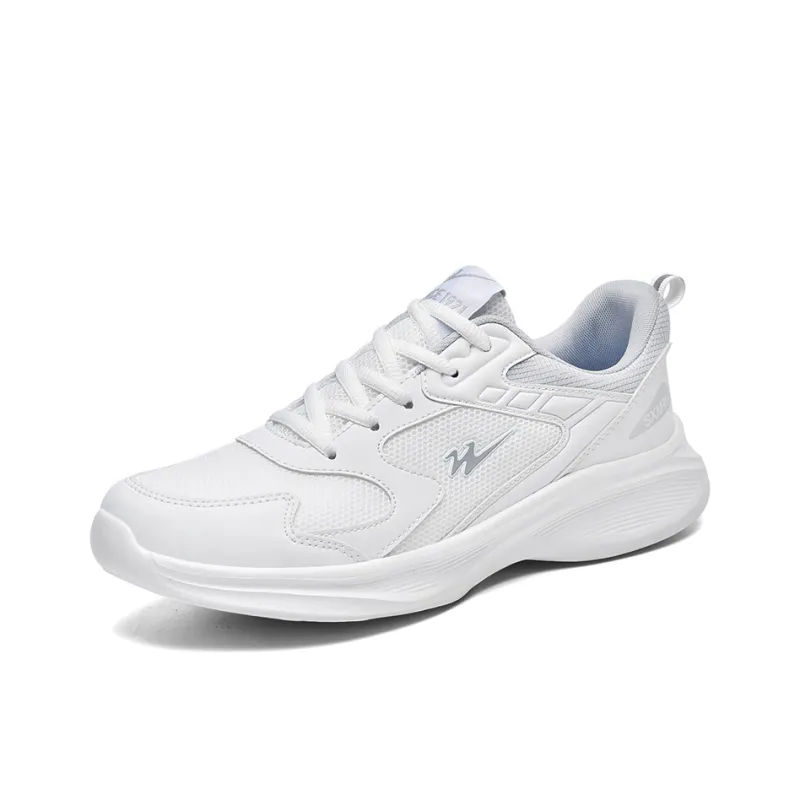 Binary Cushioning, Lightweight, Breathable, Slip Resistant Low Top Running Shoes Unisex White Gray-1
