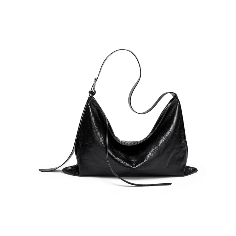 CNOLES Synthetic Leather Casual Workplace Date Commute Crossbody Bag, Shoulder Bag Regular Women's Ink Night Black-0