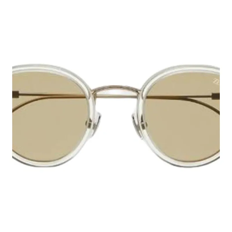Zegna Titanium Acetate Round Sunglasses Unisex Transparent-1