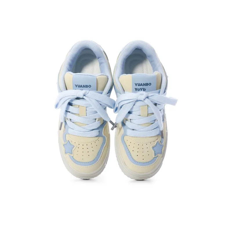 The New Age Family Low Top Skateboard Shoes Women's Yellow Blue-2