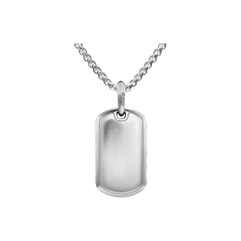 David Yurman Sterling Silver Sculpted Cable Diamond Tag 27mm-1